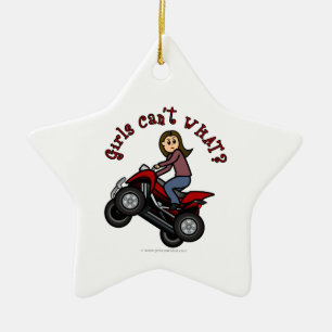 Ornamento De Cerâmica Rapariga no Red Four Wheeler