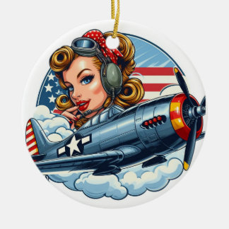 Ornamento De Cerâmica Rapariga Pin-Up P-47