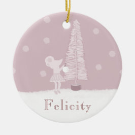 Ornamento De Cerâmica Raparigas de arbustos cor-de-rosa