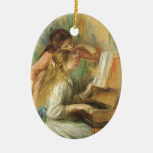 Ornamento De Cerâmica Raparigas no piano por Pierre Renoir
