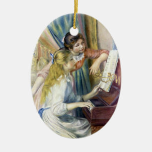 Ornamento De Cerâmica Raparigas no piano por Pierre Renoir