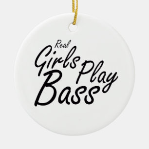Ornamento De Cerâmica Raparigas Reais Jogam Bass Negra