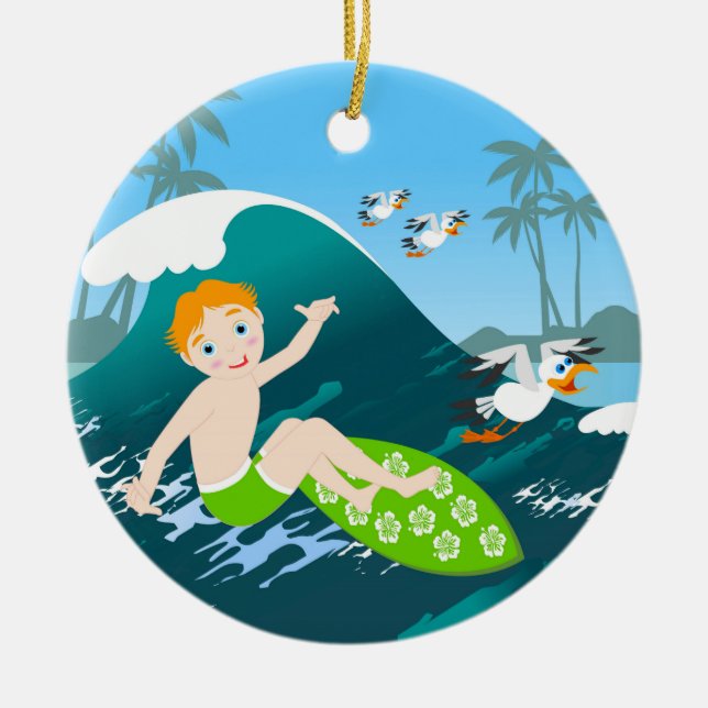 Ornamento De Cerâmica Rapaz surpreende grande festa de aniversário (Frente)