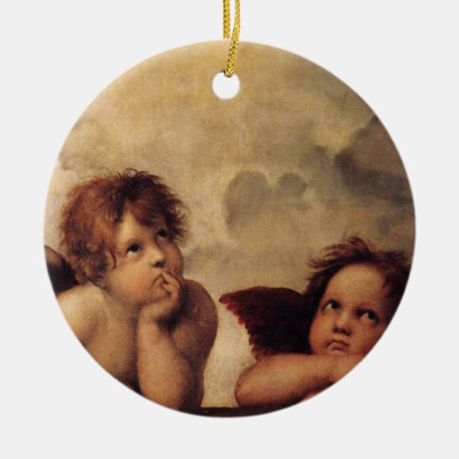 Ornamento De Cerâmica Raphael,Sistine Cherub (Frente)