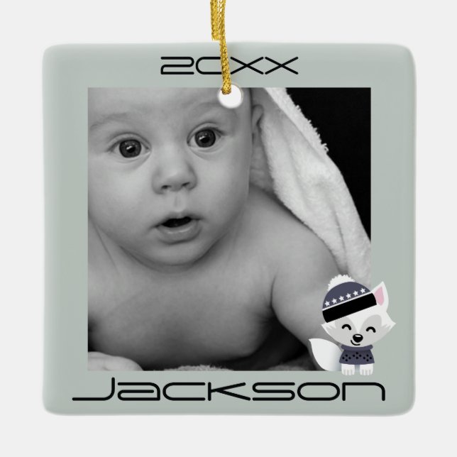 Ornamento De Cerâmica Raposa de inverno (Frente)