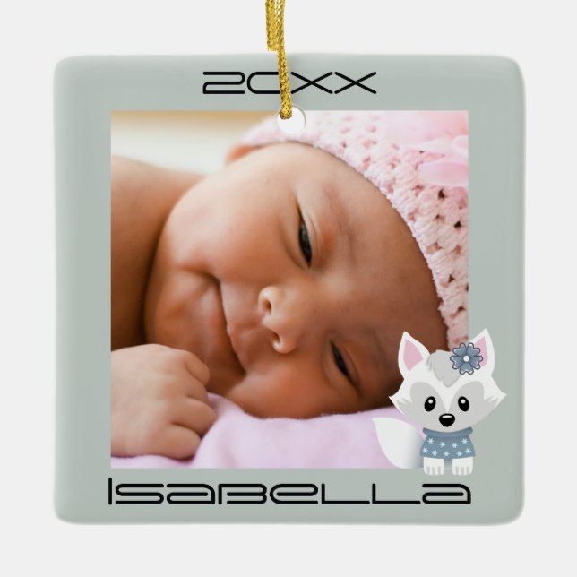 Ornamento De Cerâmica Raposa de inverno (Frente)