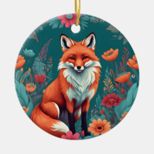 Ornamento De Cerâmica Raposa-de-laranja-branca