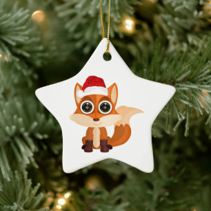 Ornamento De Cerâmica Raposa de Natal Fofa Desenho Animado Festa de Féri
