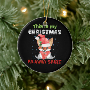 Ornamento De Cerâmica Raposa Esta É Minha Camisa De Pijama De Natal Cami