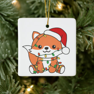 Ornamento De Cerâmica Raposa Natal Animais de inverno Raposa de Natal