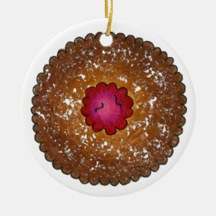 Ornamento De Cerâmica Raspberry Linzer Torte Cookie Natal Feriado