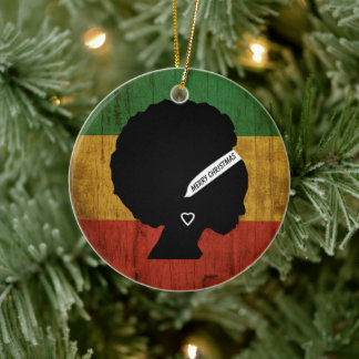 Ornamento De Cerâmica Rasta Mulher Feliz Natal