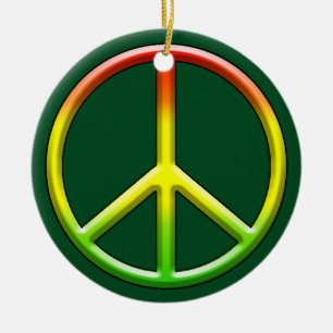 Ornamento De Cerâmica Rasta Peace Symbol Christmas!