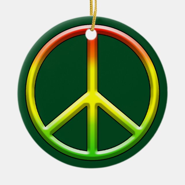 Ornamento De Cerâmica Rasta Peace Symbol Christmas! (Frente)