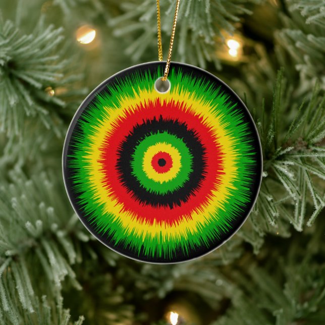 Ornamento De Cerâmica Rasta Reggae Music Tie Dye Bullseye (Árvore)