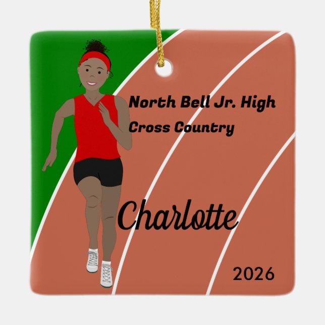 Ornamento De Cerâmica Rastrear e Garota Negra Cabelo Vermelho (Frente)