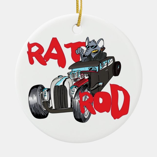 Ornamento De Cerâmica Rat Rod (Frente)