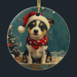 Ornamento De Cerâmica Rat Terrier Dog Christmas Vintage Beach<br><div class="desc">Traga o calor dos feriados para a costa com esta charmosa design inspirada na vintagem, que apresenta um cão festivo sentado numa praia serena. Com um clássico toque de feriado de tons nostálgicos e vibrações costeiras, esta trabalho de arte captura a magia do Natal pelo mar. Perfeito para espalhar alegria...</div>