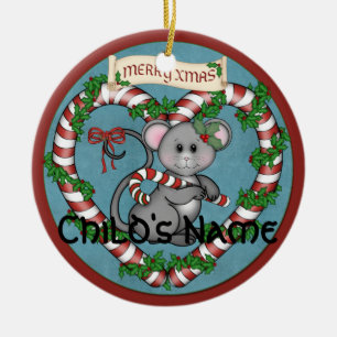 Ornamento De Cerâmica Rato de CandyCane