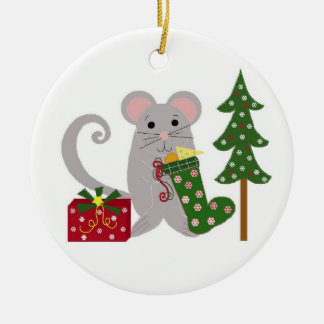 Ornamento De Cerâmica Rato de Natal