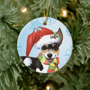 Ornamento De Cerâmica Rato de Natal Terrier