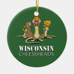 Ornamento De Cerâmica Ratos de Wisconsin Cheesehead