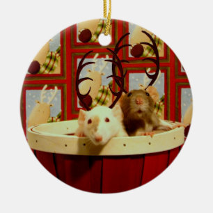 Ornamento De Cerâmica Ratos do Natal