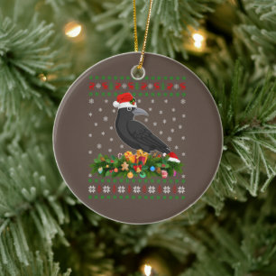 Ornamento De Cerâmica Raven Crow Bird Lover Xmas Santa Hat Ugly Crow