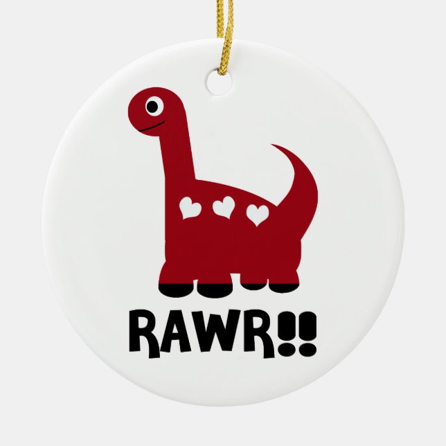 Ornamento De Cerâmica Rawr Dino Red (Frente)