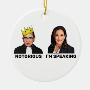 Ornamento De Cerâmica RBG Notorerian Kamala Harris Estou a Falar