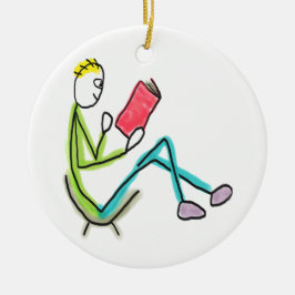 Ornamento De Cerâmica Reading Stickman