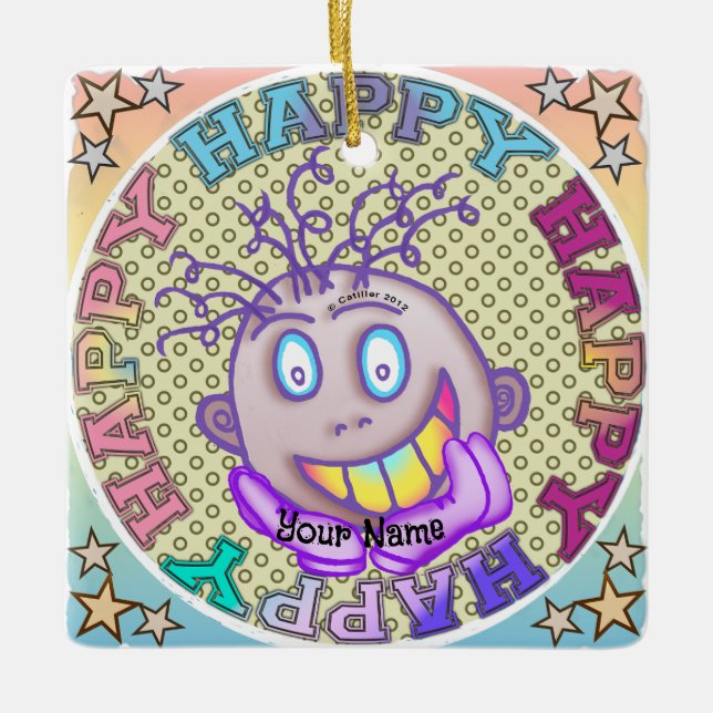 Ornamento De Cerâmica Really Happy Face (Frente)