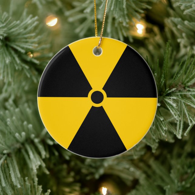 Ornamento De Cerâmica Reator Nuclear Radioativo Amarelo e Negro (Árvore)
