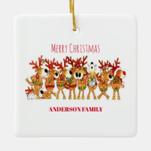 Ornamento De Cerâmica Rebelde De Natal Gelada Que Cantam Cerâmica