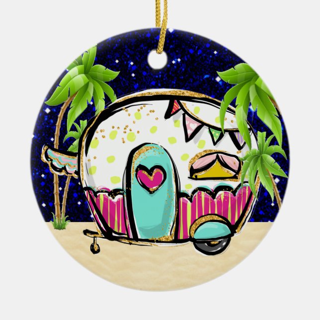 Ornamento De Cerâmica Reboque de acampamento (Frente)