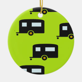 Ornamento De Cerâmica Reboques de campismo a verde