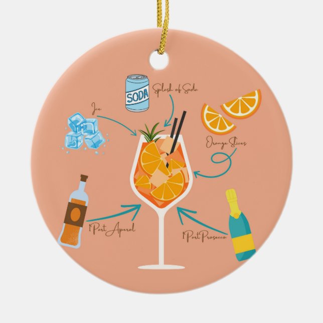 Ornamento De Cerâmica Receita de Aperol (Frente)