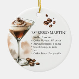 Ornamento De Cerâmica Receita Personalizada de Martini de Espresso em Or