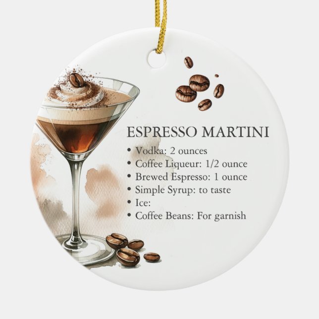 Ornamento De Cerâmica Receita Personalizada de Martini de Espresso enfei (Frente)