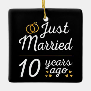 Ornamento De Cerâmica Recem casados 10 Anos Atrás II