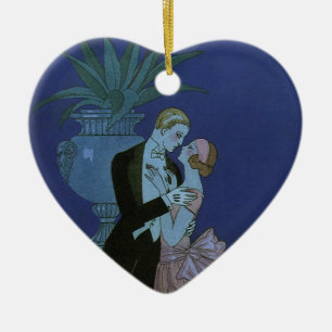 Ornamento De Cerâmica Recém-casados Vintage Art Déco, Oui de George Barb