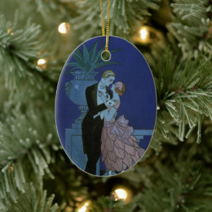 Ornamento De Cerâmica Recém-casados Vintage Art Déco, Oui de George Barb