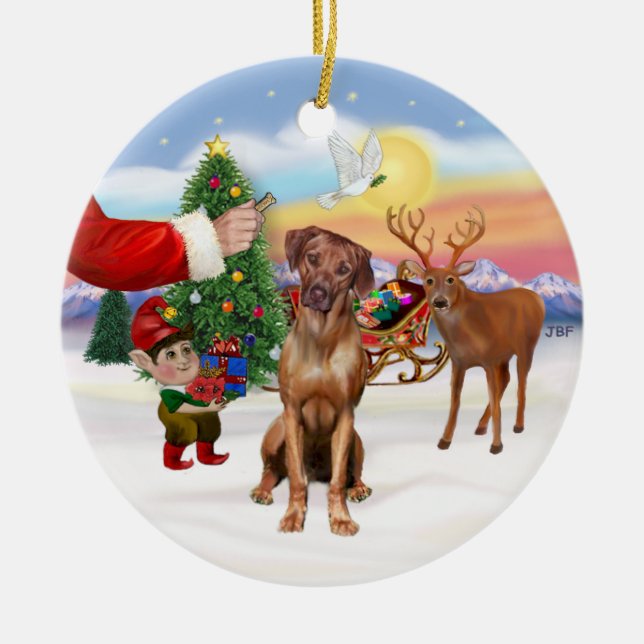 Ornamento De Cerâmica Recompensa para um Rhodesian Ridgeback (Frente)