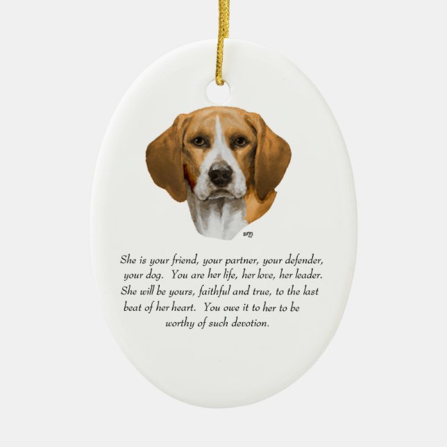 Ornamento De Cerâmica Recordação de Beagle (Frente)