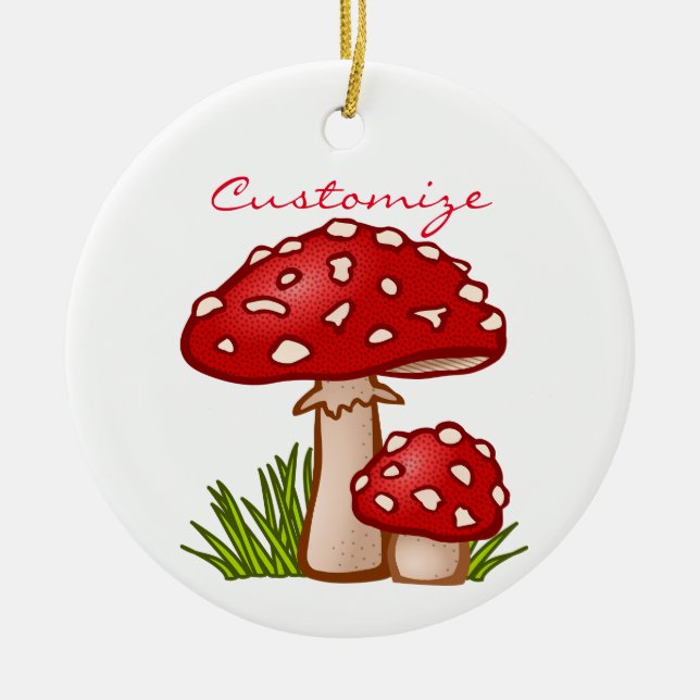 Ornamento De Cerâmica Red Amanita Mushroom Thunder_Cove (Frente)
