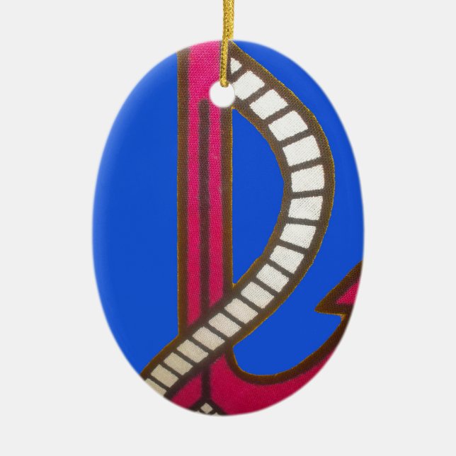 Ornamento De Cerâmica Red Anchor Art Impressão (Frente)