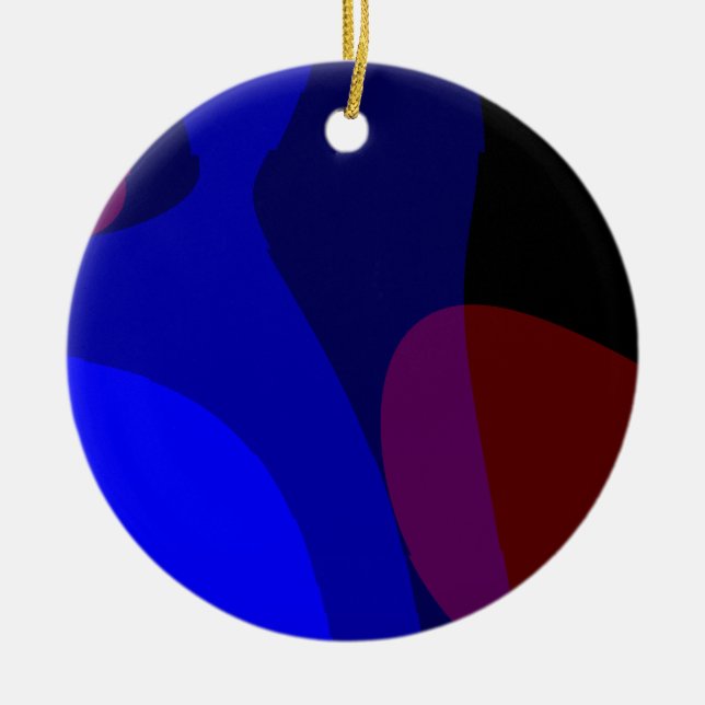 Ornamento De Cerâmica Red And Blue Abstrato Art 601 (Frente)