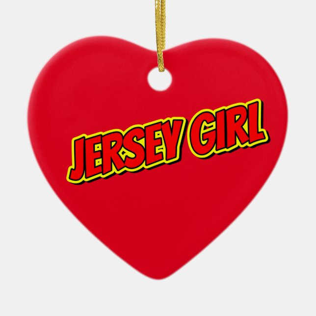 Ornamento De Cerâmica Red and Yellow Comic Jersey Girl (Frente)