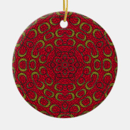Ornamento De Cerâmica Red Boho Mandala Geométrico Rosette Retro Hippie