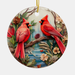 Ornamento De Cerâmica Red Cardinal Bird Natal Personalizado